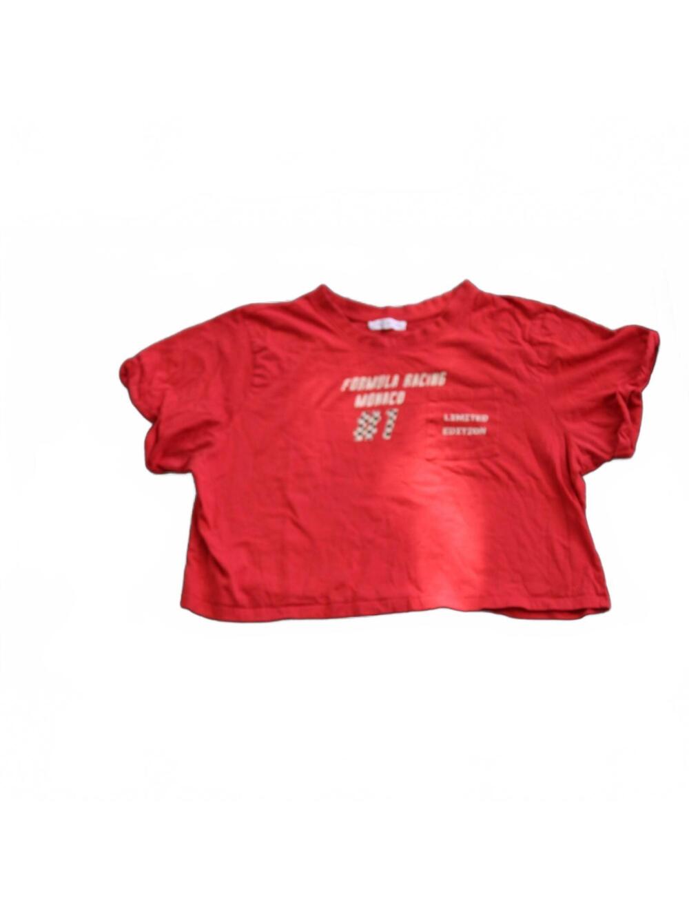 Red Formula Racing Crop Top T-shirt Size Large